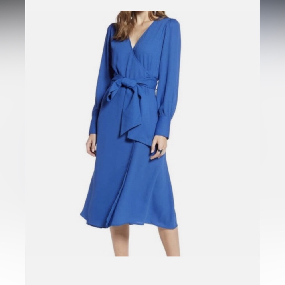 Halogen Blue Wrap Midi Dress